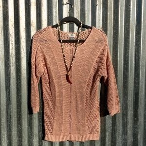 Crochet sheer sweater•medium•blush•NWOT